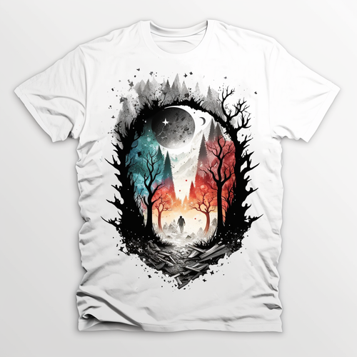 Mystical Forest 1 Concept Artwork Print on White T-shirt for Men and Women Unisex LordFox Unique & Exclusive