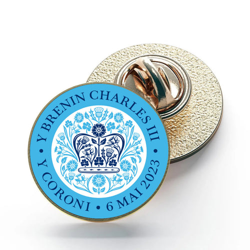 KING CHARLES CORONATION 2023 OFFICIAL BLUE WELSH METAL LOGO PIN BADGE 25MM (1