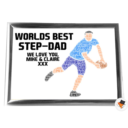 Gifts For Step-Dad Christmas Present Framed Word Art Print Or Card Unique Birthday Anniversary Thank You Keepsake Him Step-Dad Step-Father Step Dad Daddy Rugby