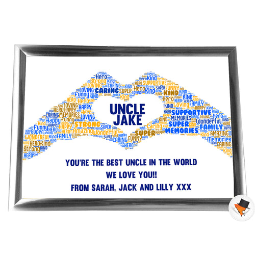 Gifts For Uncle Christmas Present Framed Word Art Print Or Card Unique Birthday Anniversary Thank You Baby Shower Keepsake Him Uncle Brother Dad Grandad Heart Hands