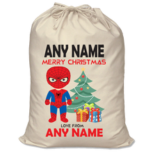 Load image into Gallery viewer, Spider Man themed Christmas Santa Sack! Customise with ANY NAME!