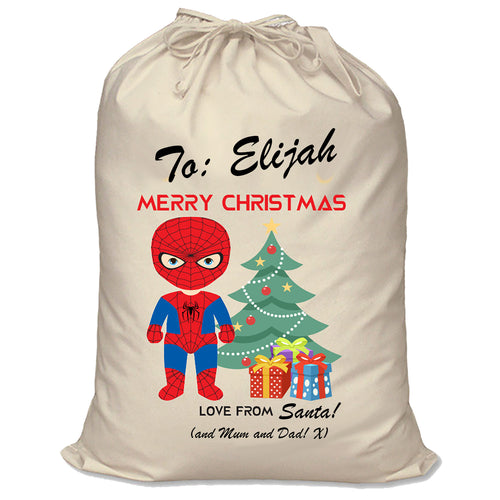 Spider Man themed Christmas Santa Sack! Customise with ANY NAME!