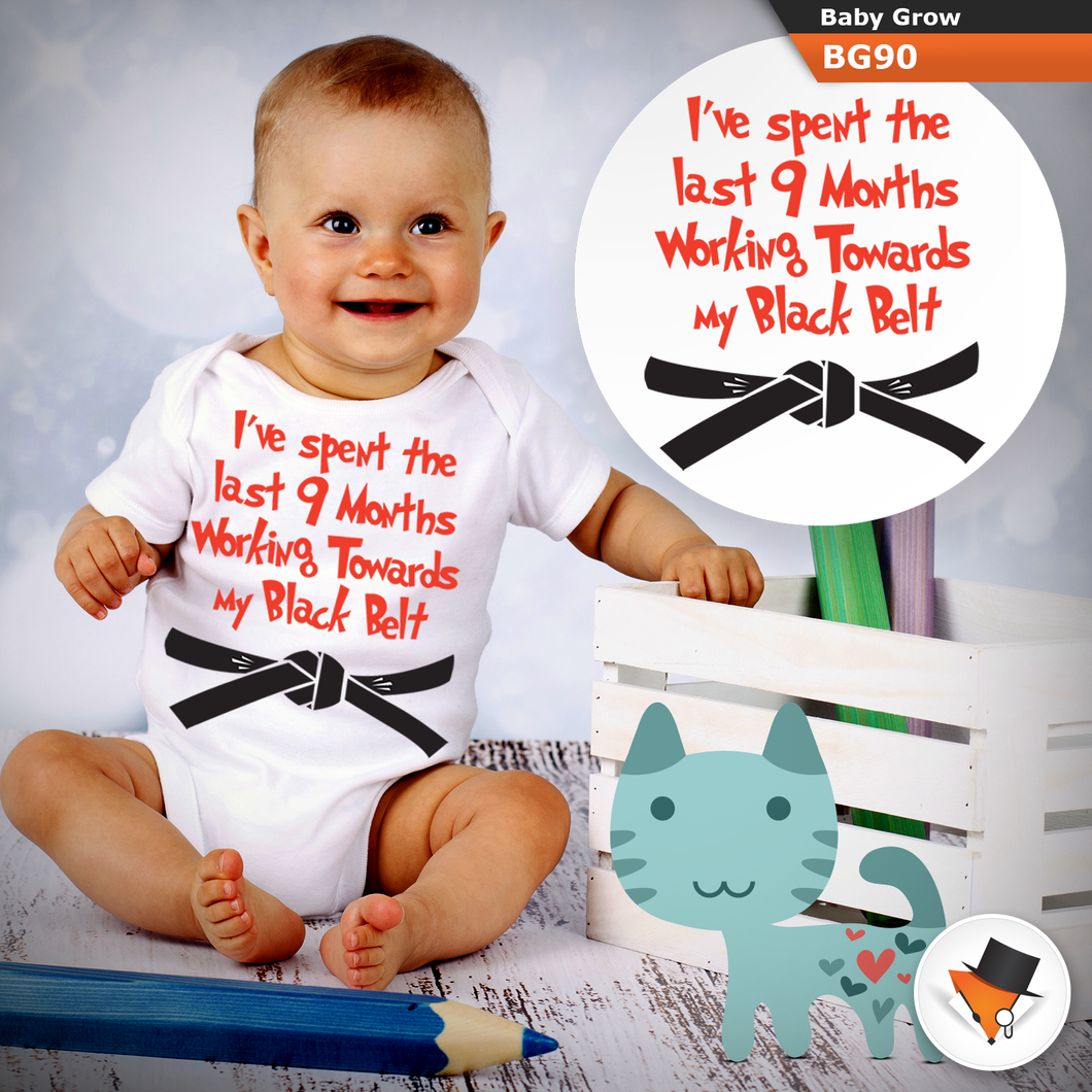 Baby Grows 9 Months Black Belt Funny Christmas Gifts Presents