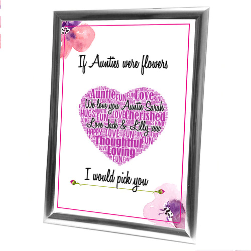Gifts For Auntie Christmas Present Framed Word Art Print Or Card Unique Birthday Anniversary Thank You Baby Shower Keepsake Her Auntie Aunty Aunt Sister Cousin Flowers