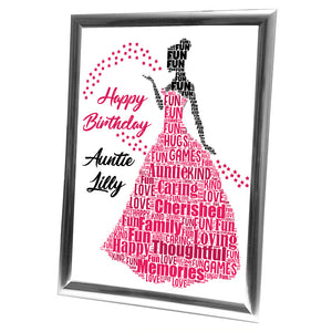 Gifts For Auntie Christmas Present Framed Word Art Print Or Card Unique Birthday Anniversary Thank You Baby Shower Keepsake Her Auntie Aunty Aunt Sister Cousin Princess