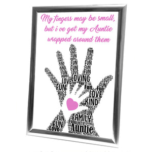 Gifts For Auntie Christmas Present Frame Word Art Print Or Card Unique Birthday Anniversary Thank You Baby Shower Keepsake Her Auntie Aunty Aunt Sister Cousin Hand