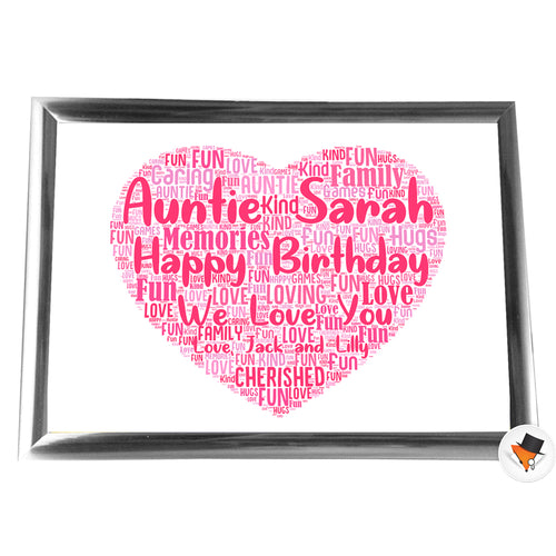 Gifts For Auntie Christmas Present Framed Word Art Print Or Card Unique Birthday Anniversary Thank You Baby Shower Keepsake Her Auntie Aunty Aunt Sister Cousin Heart