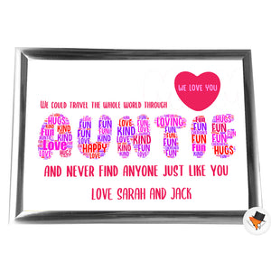 Gifts For Auntie Christmas Present Best Word Art Print Or Card Unique Birthday Anniversary Thank You Baby Shower Keepsake Her Auntie Aunty Aunt Sister Cousin Heart