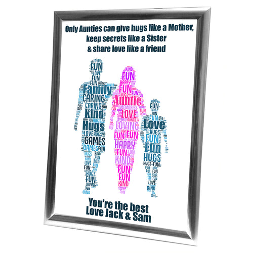 Gifts For Auntie Christmas Present Framed Word Art Print Or Card Unique Birthday Anniversary Thank You Baby Shower Keepsake Her Auntie Aunty Aunt Sister Cousin Nephews