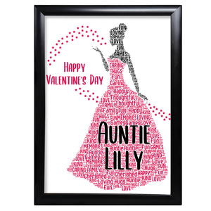 Auntie Gifts Personalised Valentines Day Card For Aunty Word Art For Her Aunt