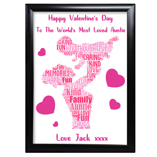Valentines Day Card For Auntie Word Art Gifts For Her Aunty Print