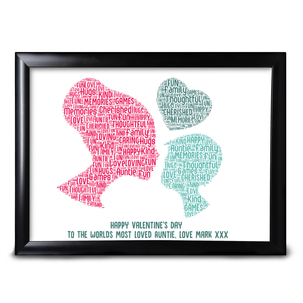 Word Art Gifts For Auntie Print Her Aunty Valentines Keepsake Card