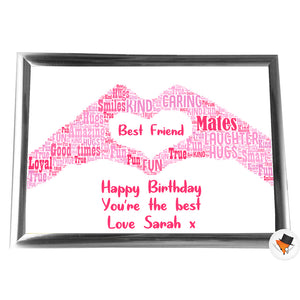 Gifts For Friend Christmas Present Framed Word Art Print Or Card Unique Birthday Anniversary Thank You Baby Shower Keepsake Her Best Friend Heart