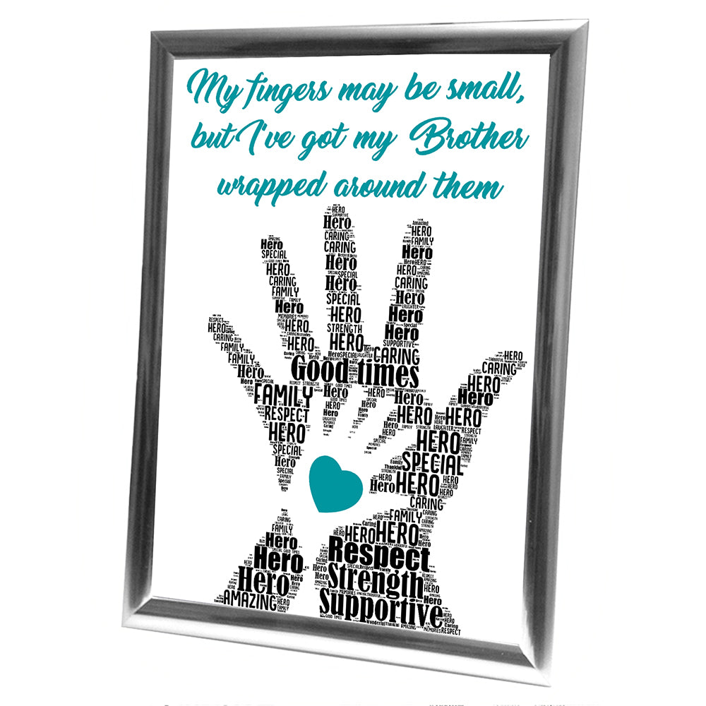 Gifts For Brother Christmas Present Framed Word Art Print Or Card Unique Birthday Anniversary Thank You Baby Shower Keepsake Him Brother Uncle Him Dad Grandad Hands