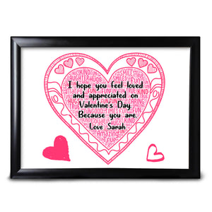 Word Art Gifts For Best Friend Personalised Print Valentines Day Her Keepsake