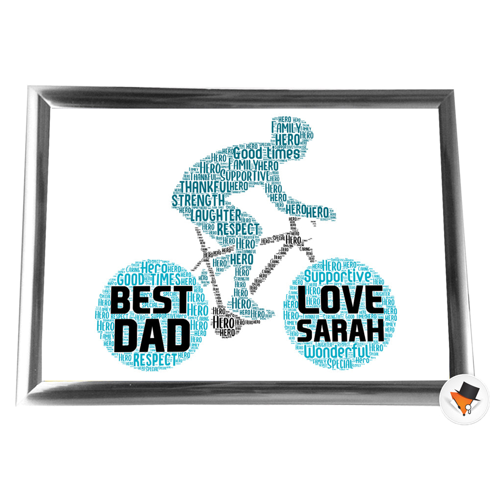 Gifts For Dad Christmas Present Framed Word Art Print Or Card Unique Birthday Anniversary Thank You Baby Shower Keepsake Him Dad Daddy Father Uncle Grandad Bicycle