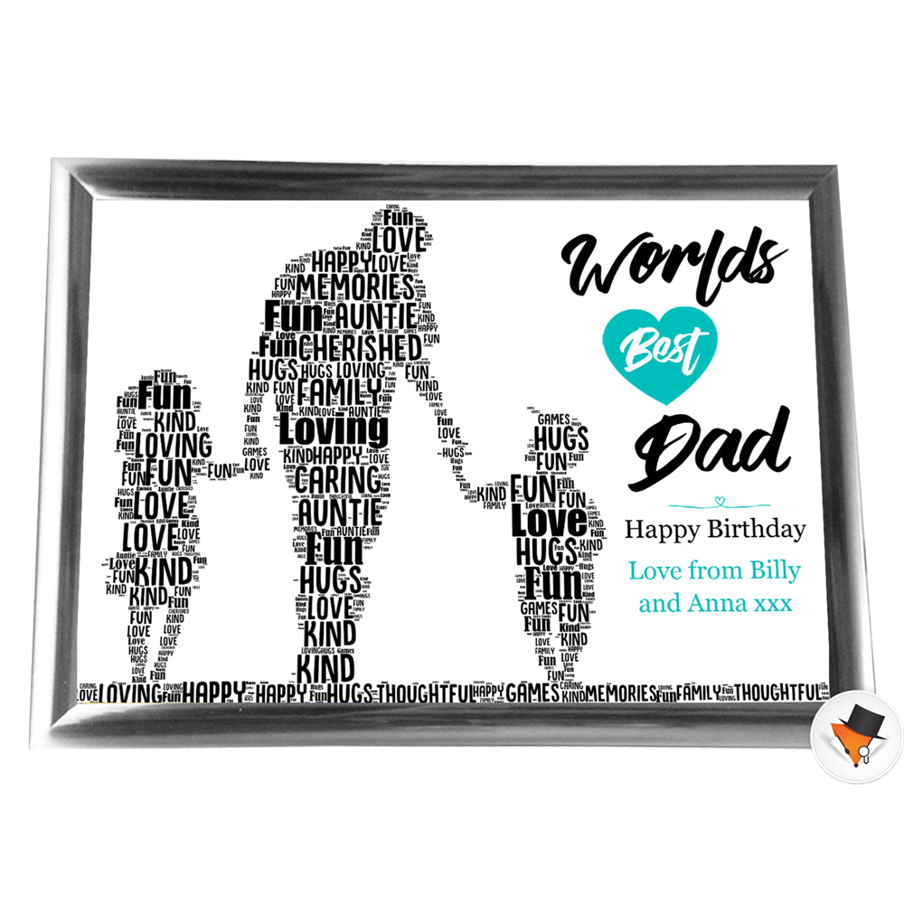 Gifts For Dad Christmas Present Framed Word Art Print Or Card Unique Birthday Anniversary Thank You Baby Shower Keepsake Him Dad Daddy Father Uncle Grandad Dad with children