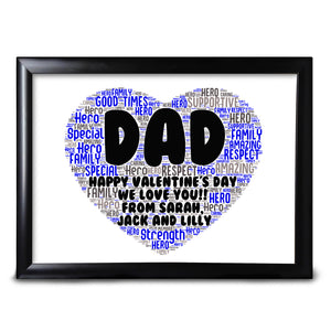 Gifts For Daddy Word Art Keepsake Valentines Card Dad Print Card