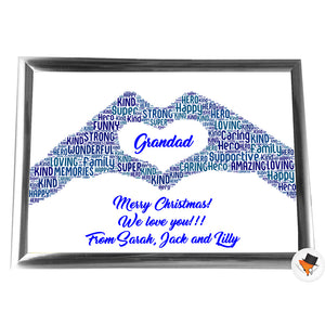 Gifts For Grandfather Christmas Present Framed Word Art Print Or Card Unique Birthday Anniversary Thank You Baby Shower Keepsake Him Grandad Grandfather Dad Father Uncle Brother Heart Hands