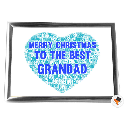 Gifts For Grandfather Christmas Present Framed Word Art Print Or Card Unique Birthday Anniversary Thank You Baby Shower Keepsake Him Grandad Grandfather Dad Father Uncle Brother Hearts
