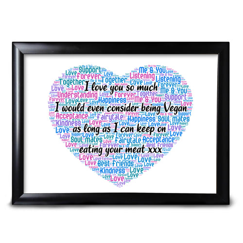 Funny Vegan Word Art Personalised Gifts For Him Her Valentines Day Adult Joke