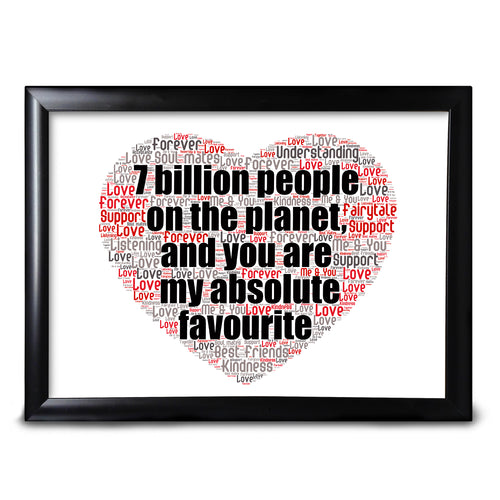 Couples Gifts Word Art Keepsake Valentines Day Print For Him Her