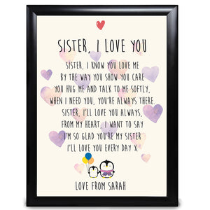 Sister Gifts, I Know You Love Me Poem Verse Present - LordFox.com