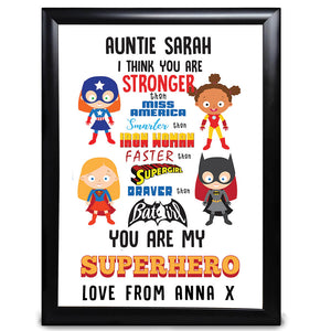 Auntie Gifts You Are My Superhero With Miss America, Iron Woman, Supergirl And Batgirl - LordFox.com