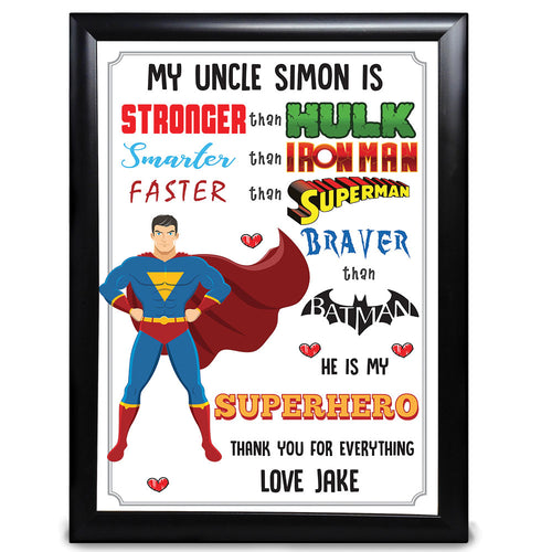 Uncle Gifts Thank You For Everything Print Or Card Superhero With Hulk, Iron Man, Batman And Superman - LordFox.com