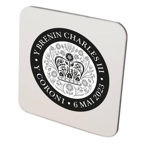 KING CHARLES CORONATION 2023 OFFICIAL BLACK WELSH COASTER