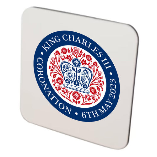 KING CHARLES CORONATION 2023 OFFICIAL BLUE RED COASTER