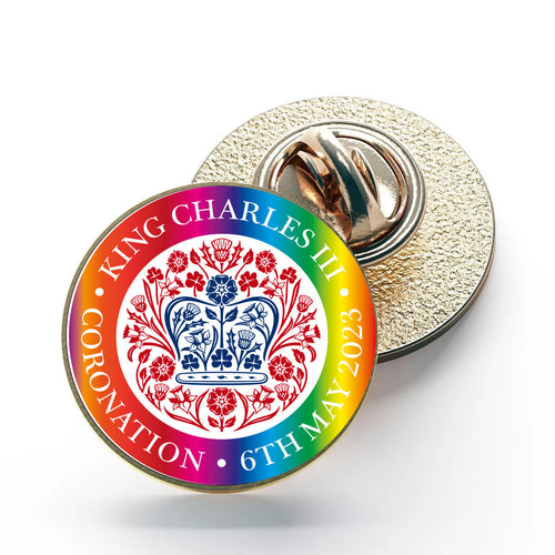 KING CHARLES CORONATION 2023 OFFICIAL LGBT METAL LOGO PIN BADGE 25MM (1