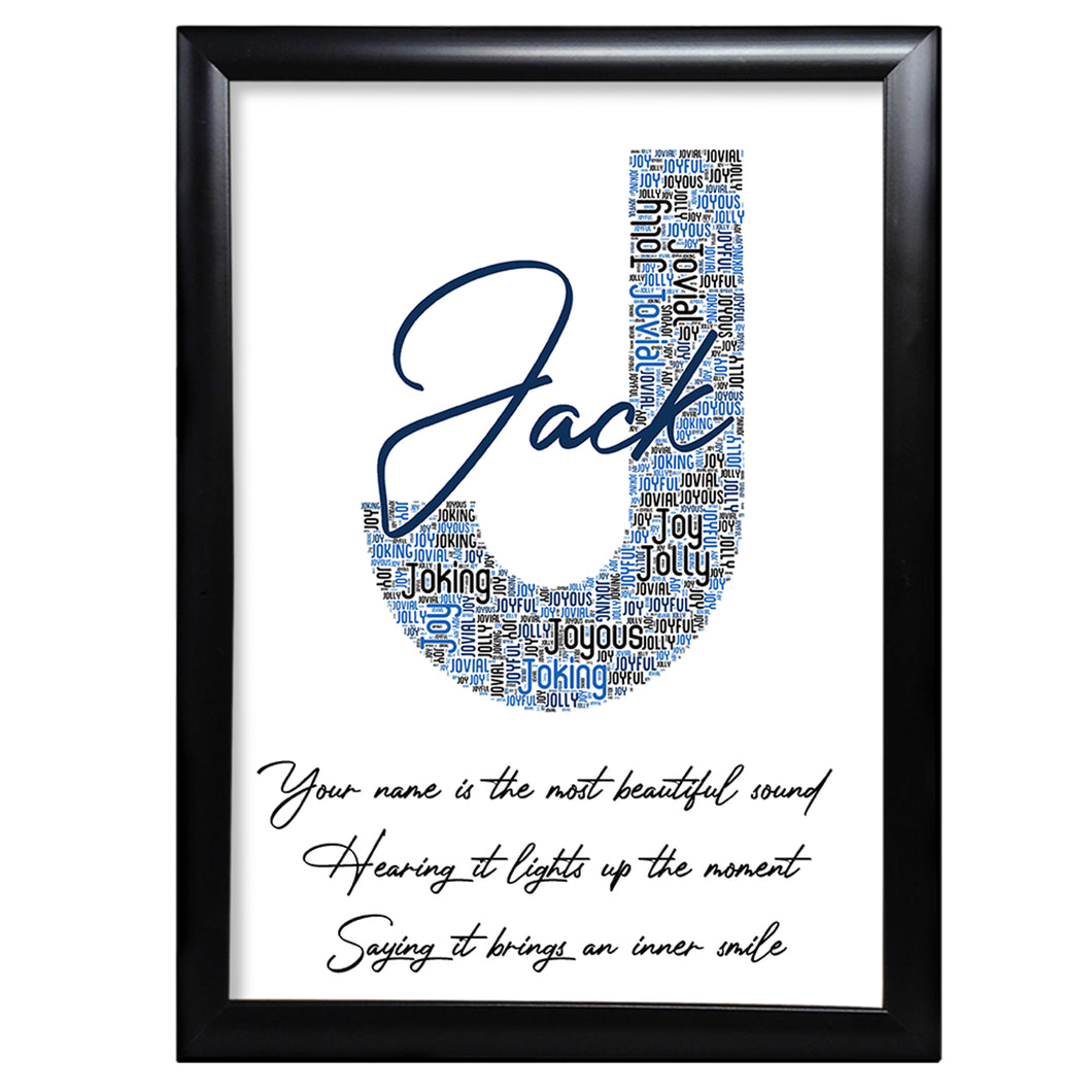 Name Letter Print Gifts For Him Word Art - J - LordFox.com