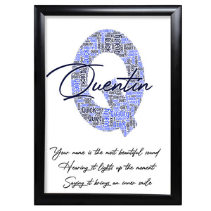 Name Letter Print Gifts For Him Word Art - Q - LordFox.com