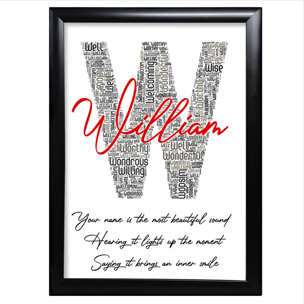 Name Letter Print Gifts For Him Word Art - W - LordFox.com