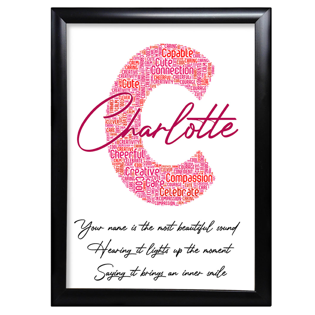 Birthday Print Gifts Her Name And Letter Word art Keepsake - C