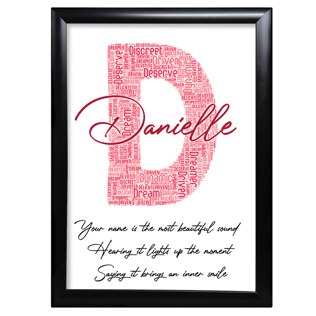 Birthday Print Gifts Her Name And Initial Word art Keepsake- D