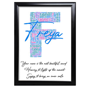 Birthday Print Gifts Her Name And Letter Word art Keepsake - F