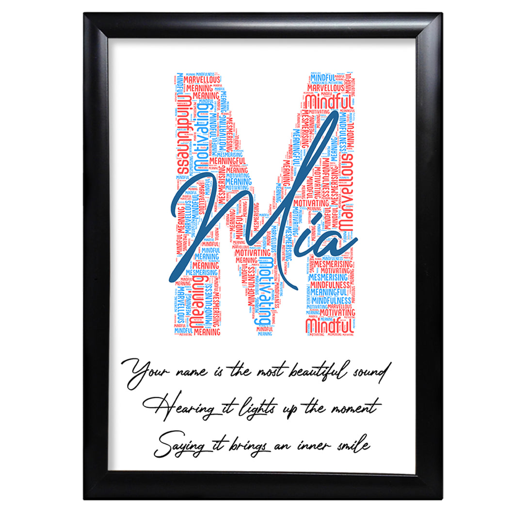 Birthday Print Gifts Her Name And Initial Word art Keepsake- M