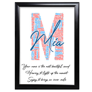 Birthday Print Gifts Her Name And Letter Word art Keepsake - M