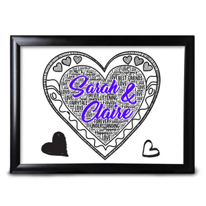 Lesbian Couple Print Word Art Gifts Valentines Day Card Same Sex