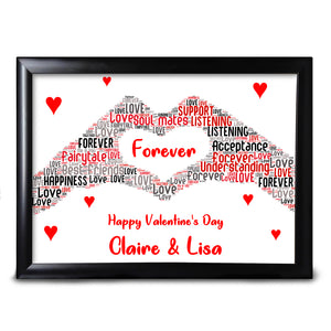 Same Sex Lesbian Couple Word Art Personalised Gifts Valentines Day Keepsake