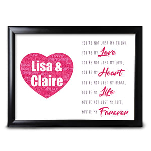 Word Art For Lesbian Couple Personalised Gifts Valentines Day Keepsake Print