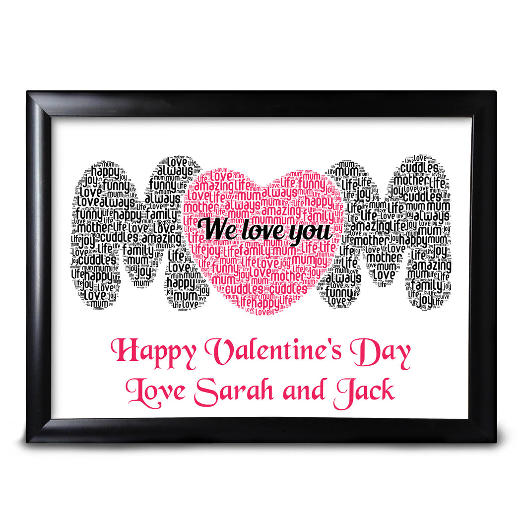 Mum Gifts Personalised Word Art Valentines Day Keepsake For Her Print Card