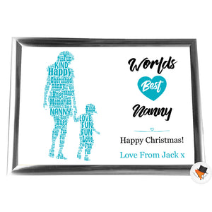 Gifts For Nanny Christmas Present Framed Word Art Print Or Card Unique Birthday Anniversary Thank You Baby Shower Keepsake Her Nan Nanny Nana Mother Mum Mummy Nan & Grandson