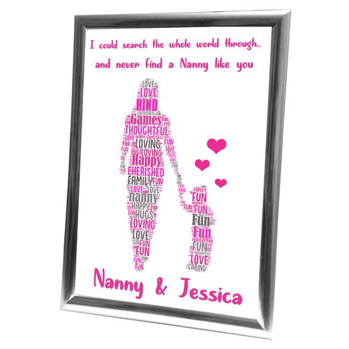 Gifts For Nanny Christmas Present Frame Word Art Print Or Card Unique Birthday Anniversary Thank You Baby Shower Keepsake Her Nan Nanny Nana Mother Mum Mummy Grandaughter