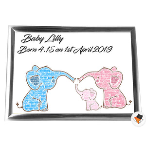 Gifts For Mum Christmas Present Framed Word Art Print Or Card Unique Baby Shower Thank You Keepsake Him Her Mum Dad Nanny Grandfather Mummy Daddy Elephants