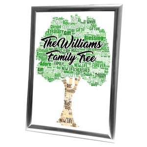 Gifts For Mum Christmas Present Framed Word Art Print Or Card  Baby Shower Thank You Keepsake Him Her Mum Dad Nanny Grandfather Mummy Daddy Family Tree