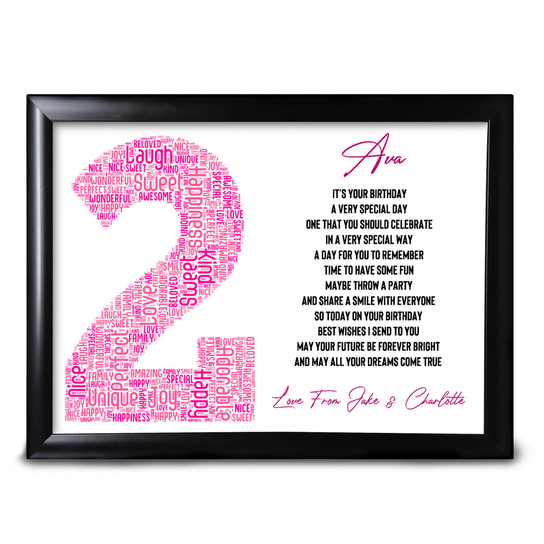 2nd Birthday Keepsake For Her Print Baby Sister Cousin Friend Perfect Keepsake For A Child Daughter
