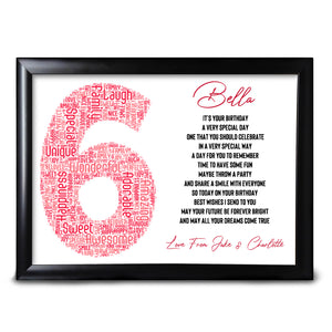 6th Birthday Keepsake For Her Print Baby Sister Cousin Friend Perfect Keepsake For A Child Daughter